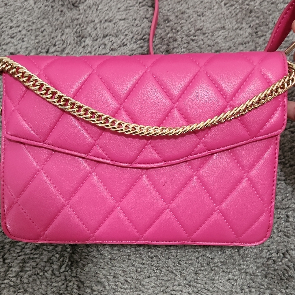 Forever 21 Pink Quilted Shoulder Bag/Purse With Adjustable Straps | One Size - Picture 7 of 11